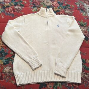 Youth XL Ralph Lauren Cream 1/4 Zipper Sweater